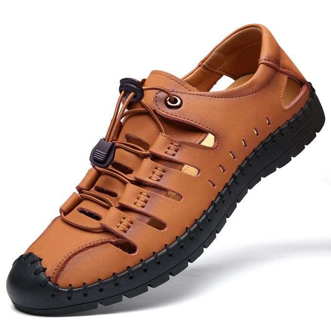 Open leather shoes
